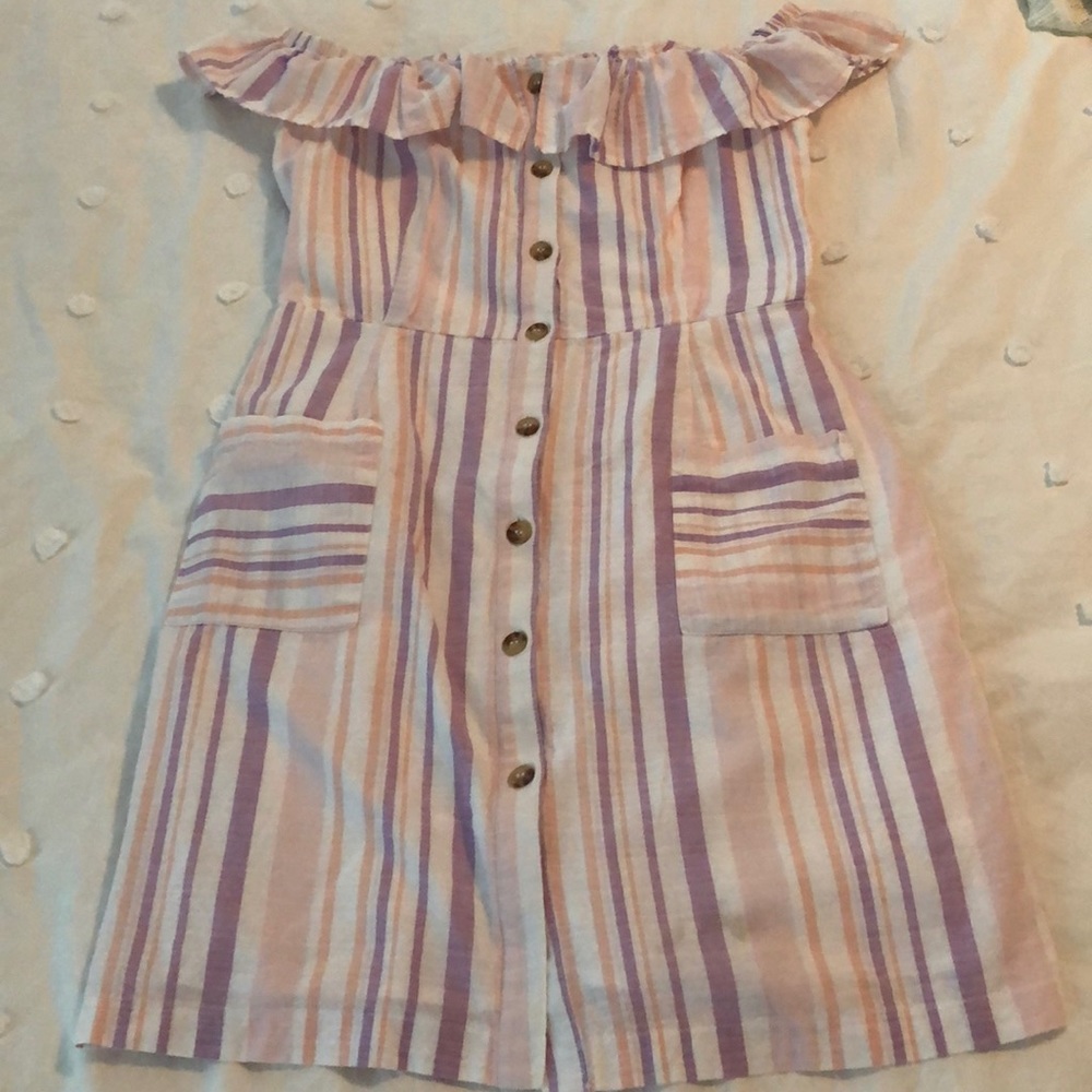 Off the shoulder striped dress